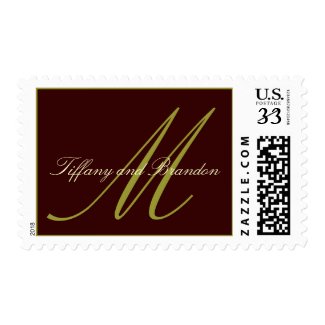 Espresso & Pistachio Monogram Custom Wedding stamp