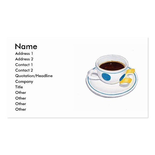 Espresso with lemon business card templates (front side)