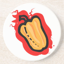 Esquema cada vez mayor rojo del pimiento picante a posavasos para bebidas