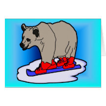 Esquí del oso polar tarjetas