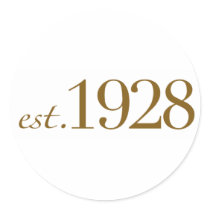 Est 1928 round stickers