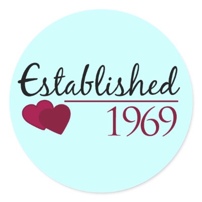 Established 1969 round sticker by smallhandsdesigns