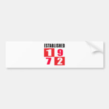 Established 1972 Birthday Designs Bumper Stickers