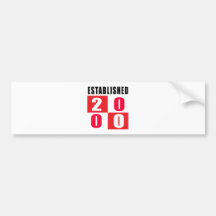 Established 2000 Birthday Designs Bumper Sticker