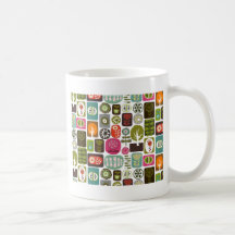 Estampado de flores retro lindo de los árboles taza
