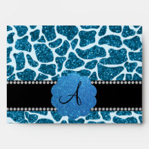 Estampado de girafa azul del brillo del monograma