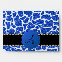 Estampado de girafa azul del brillo del monograma