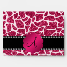 Estampado de girafa del brillo del rosa del monogr