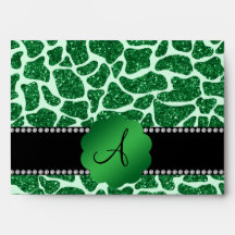 Estampado de girafa del brillo del verde del monog