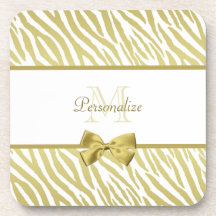 Estampado de zebra atractivo del blanco y del oro  posavasos