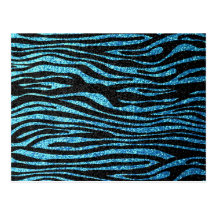 Estampado de zebra azul (falso brillo bling) postal