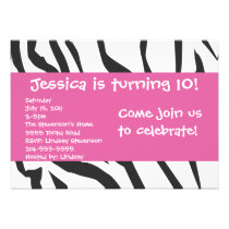 Estampado de zebra con la invitación rosada del cu invitaciones