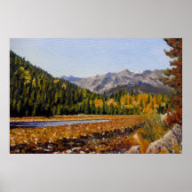 Estes Mountain Lake Oil Landscape Painting Print