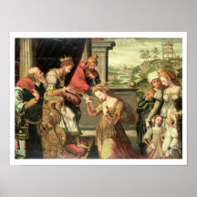 Esther before King Ahasuerus with Haman being sent Poster