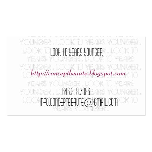 Esthetician Beauty Skin Care Business card (back side)