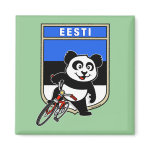 This cute cycling panda stands in front of an Estonian flag with his bike. This original design makes a perfect gift for bicycling fanatics in Estonia. Great for everyone who loves cute pandas and biking.