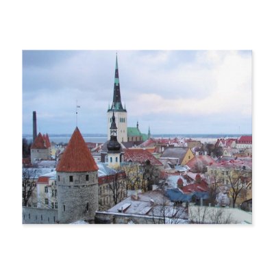 Estonia Skyline Postcard by rainbowdharma