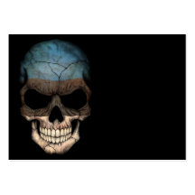 Estonian Flag Skull on Black Business Card Templates