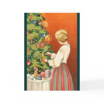 Estonian Girl at Christmas Tree cards by Vintage_Estonia Estonian Girl at Christmas Tree cards