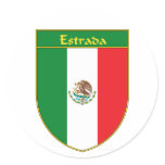 Estrada Mexico Flag Shield Round Stickers