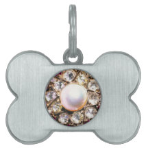 ESTRELLA DEL DIAMANTE CON LA PERLA PLACAS DE MASCOTA