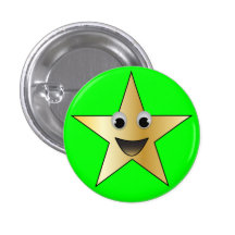 Estrella del oro con la cara sonriente pin