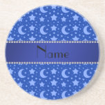 Estrellas azules y lunas conocidas personalizadas posavaso para bebida