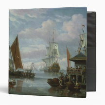 Estuary Scene with Boats and Fisherman 3 Ring Binder