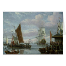 Estuary Scene with Boats and Fisherman Cards