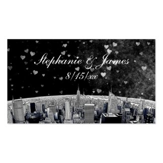 Etched NYC Skyline #2 Black Wht Heart Escort Cards Business Cards