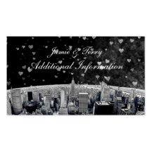 Etched NYC Skyline #2 Black Wht Heart Insert Card Business Cards
