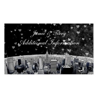 Etched NYC Skyline #2 Black Wht Heart Insert Card Business Cards