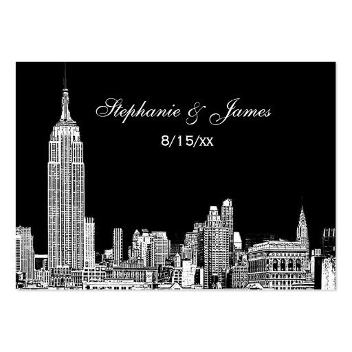 Etched NYC Skyline DIY BG Color Place Cards #2 Business Card (front side)