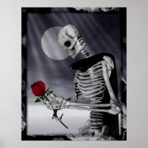 skeleton, skeletons, skull, skulls, rose, roses, human, fantasy, art, digital, realism, dark, gothic, moon, stars, fantasies, dragoncat, digital realism, Poster with custom graphic design