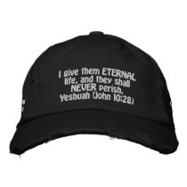 Eternal Life Hat (White Lettering on Black) embroidered hats by truthspot Eternal Life Hat (White Lettering on Black) embroidered hats