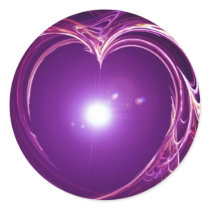 Eternal Love 'Fractal Heart' Digital Art Design Round Stickers
