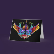 Eternal Love Rainbow Swallow Tattoo Card