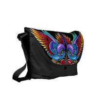 eternal, love, tattoo, swallow, heart, fantasy, wings, rainbow, art, mykajelina, Rickshaw messenger bag with custom graphic design