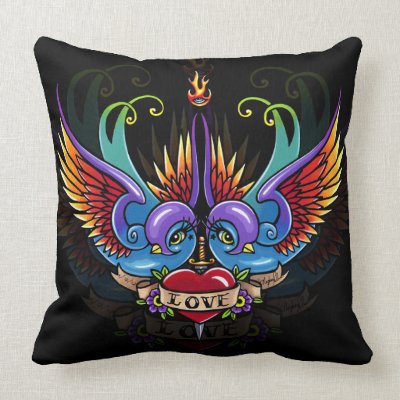 Eternal Love Rainbow Swallow Tattoo Pillow By Mykajelina plymouth mi