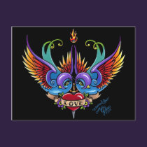 Eternal Love Rainbow Swallow Tattoo Postcard postcards