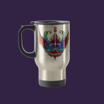 Eternal Love Rainbow Swallow Tattoo Travel Mug