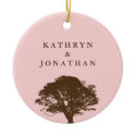 Eternal oak tree sentiment pink holiday keepsake ornament