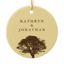 Eternal oak tree sentiment yellow holiday keepsake ornament