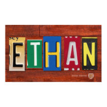 ETHAN License Plate Letter Name Custom Sign posters