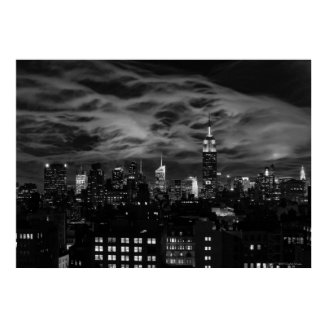 Ethereal Clouds: NYC Skyline, Empire State Bldg BW Posters