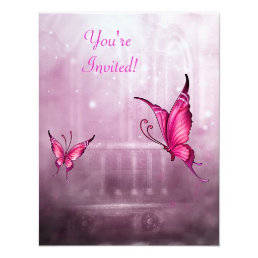 Ethereal Fantasy Pink Butterfly Event Invite
