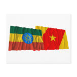 Ethiopia and Amhara Waving Flags Post Card