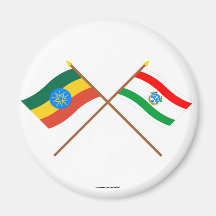 Ethiopia and Harrari Crossed Flags Magnet