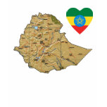 Ethiopia Flag Heart and Map T-Shirt