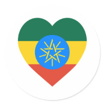 Ethiopia Flag Heart Sticker